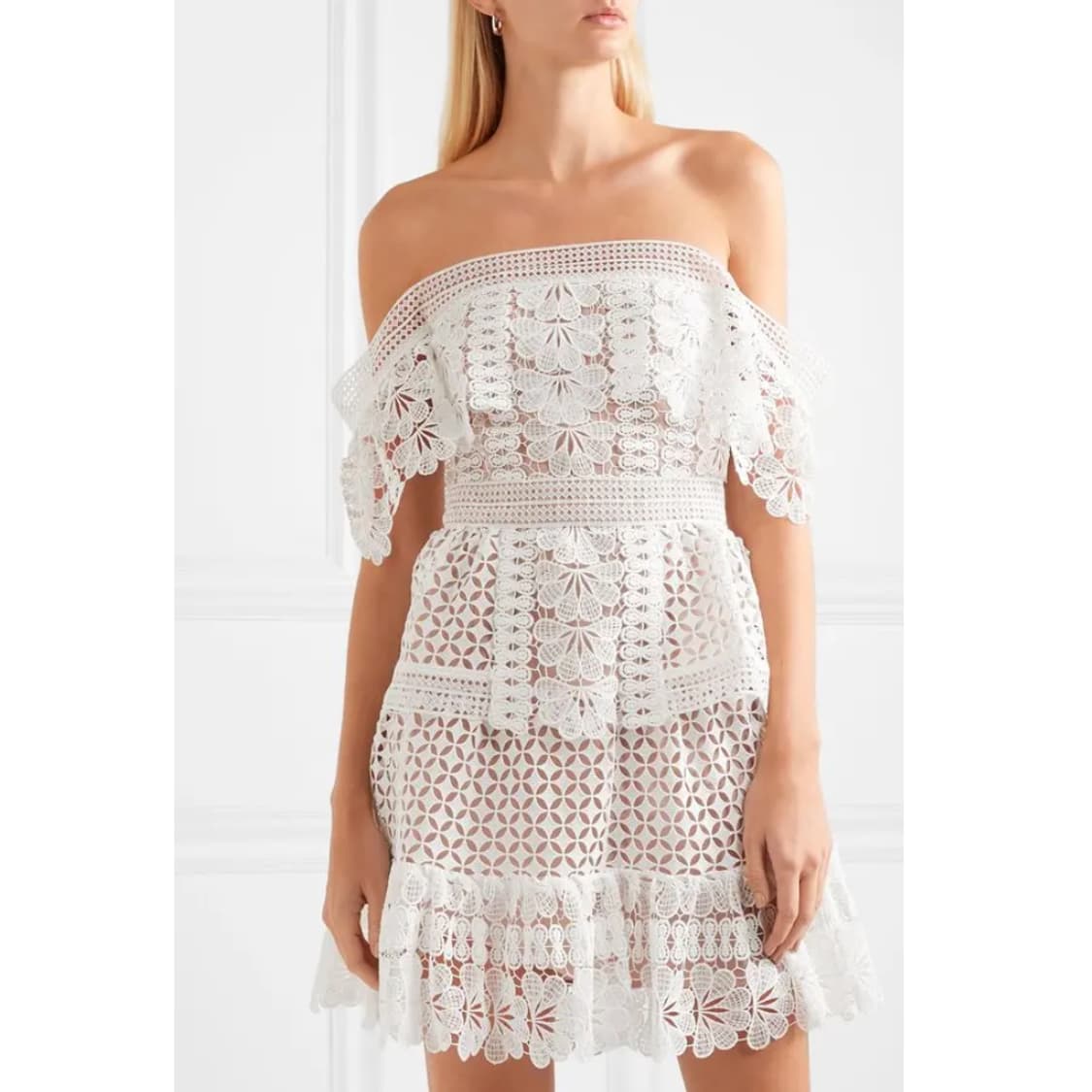 셀프포트레이트 오프숄더 기퓌르 원피스(택달린 새제품)  상품이미지1