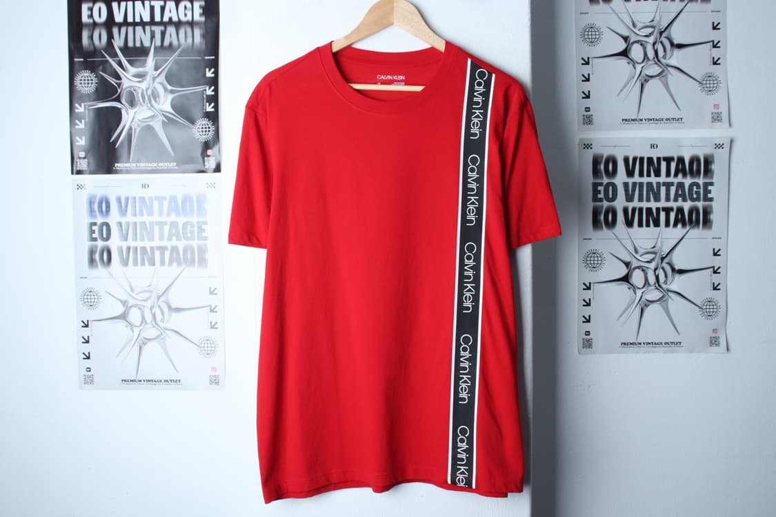 (L-XL) 캘빈클라인 반팔 티셔츠 오버핏 레드 올드스쿨-H30090 상품이미지2