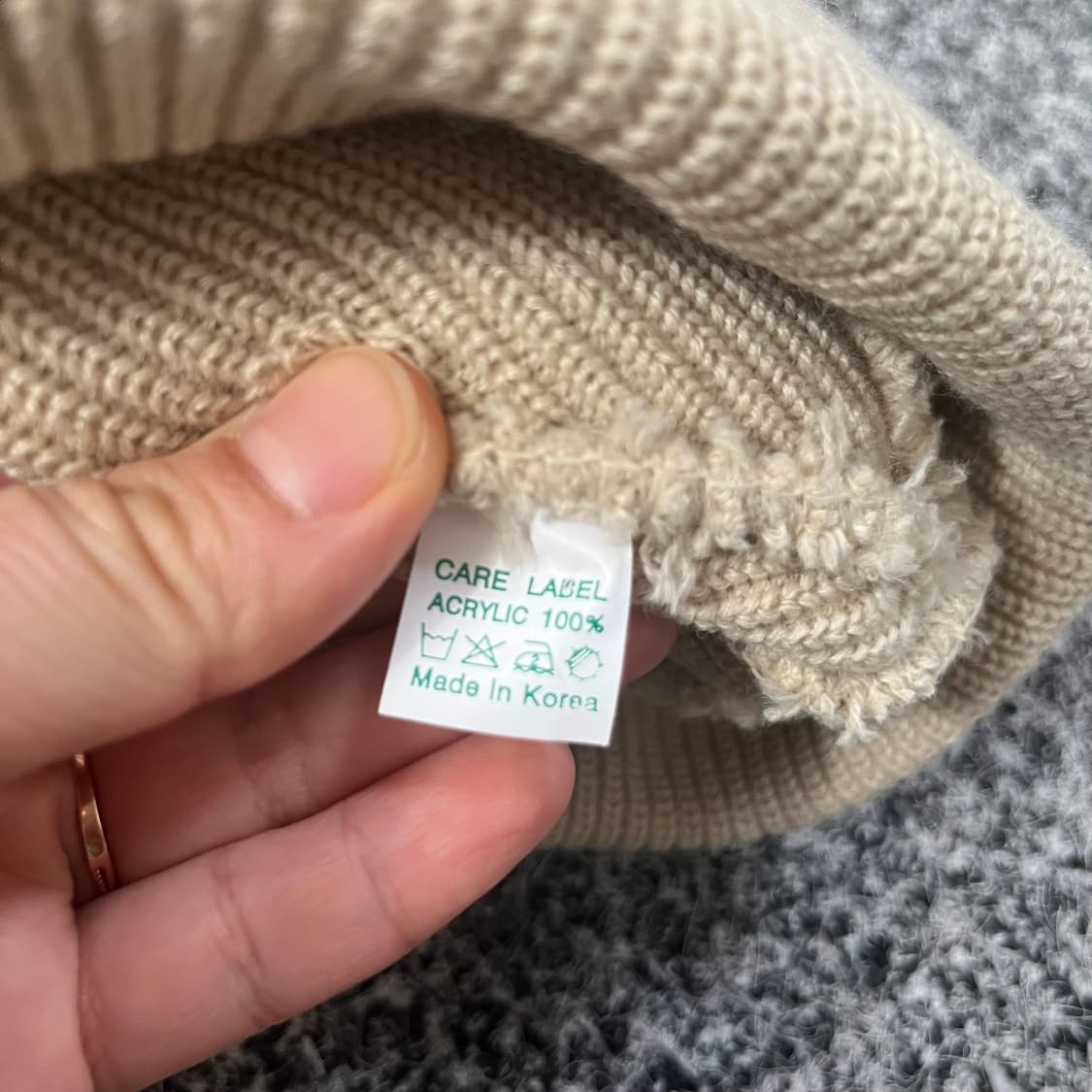 아이보리색 니트 골지 비니  상품이미지2