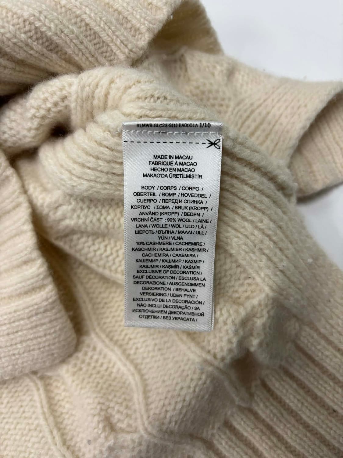 폴로 랄프로렌 신형 큐알택 케이블 아이보리 핀터깔 걸즈 크루넥 니트(XS 상품이미지6