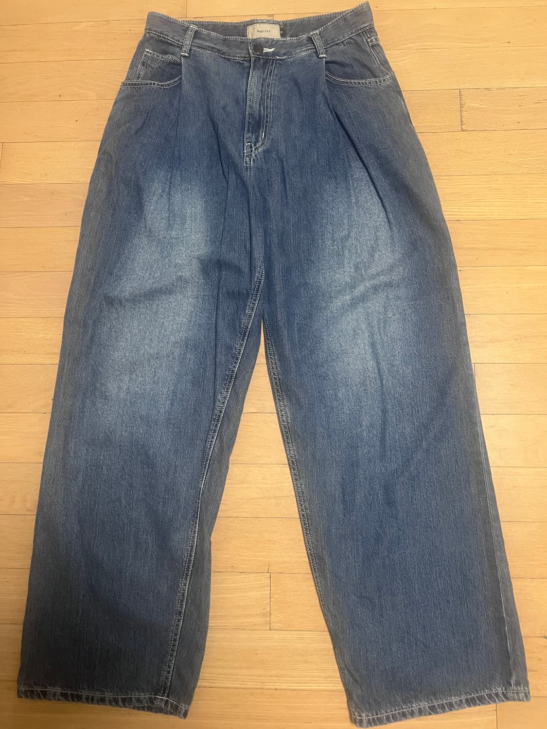 비긴202 원턱 와이드 슬랙스 데님 2사이즈 상품이미지2