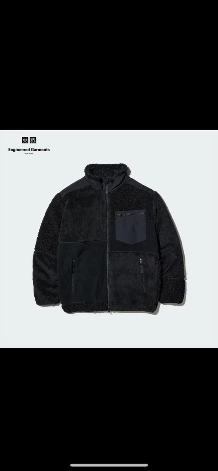 [M] 유니클로 x 엔지니어드가먼츠 플리스 후리스 자켓 블랙 검정 상품이미지1