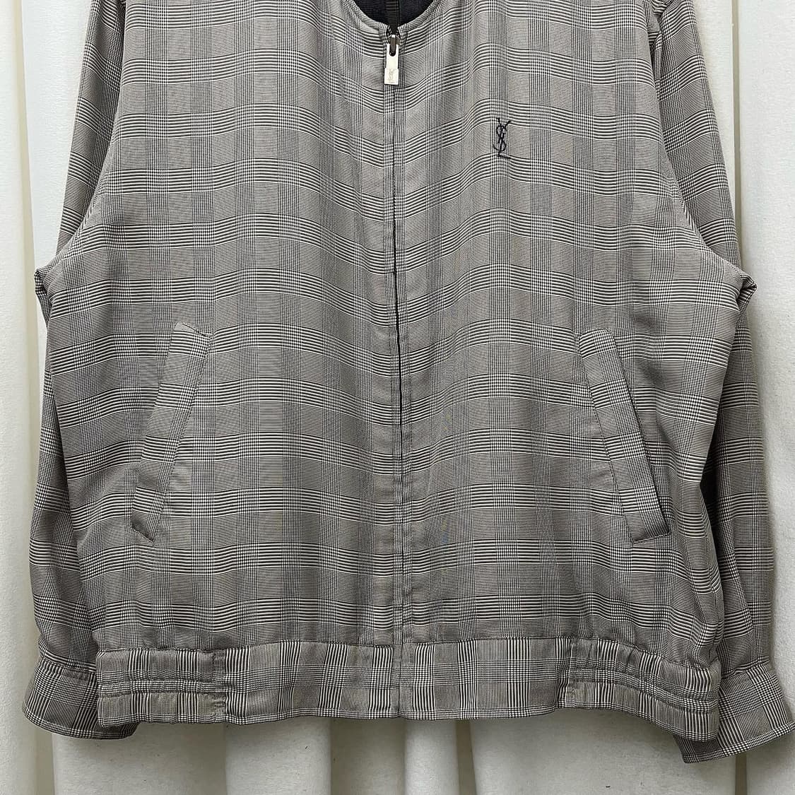 입생로랑 챠콜 체크 블루종 폴리에스터 자켓 상품이미지4