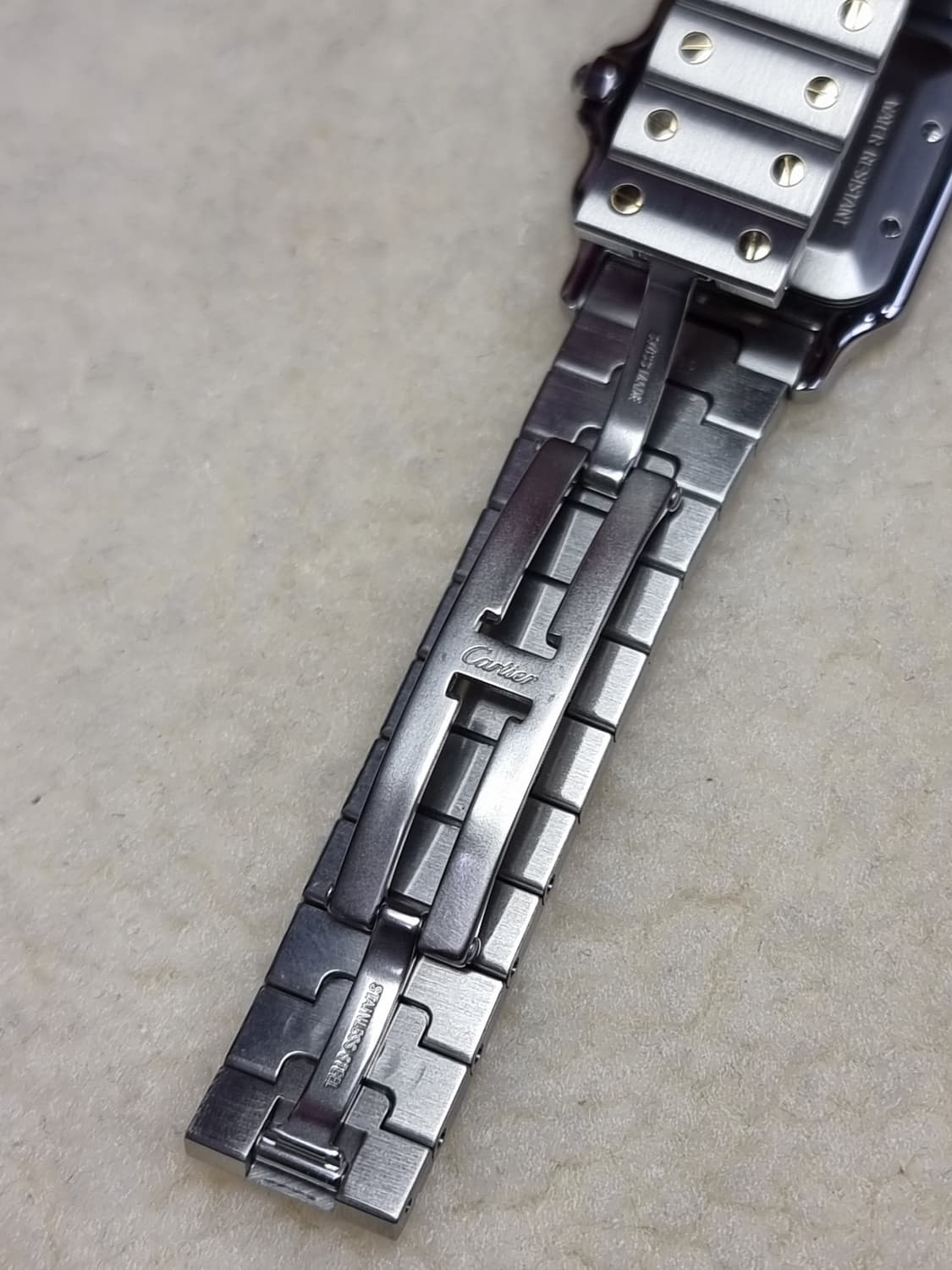 까르띠에 산토스 갈베 18K 콤비 L 기요셰다이얼 오토메틱 시계 04년 상품이미지7