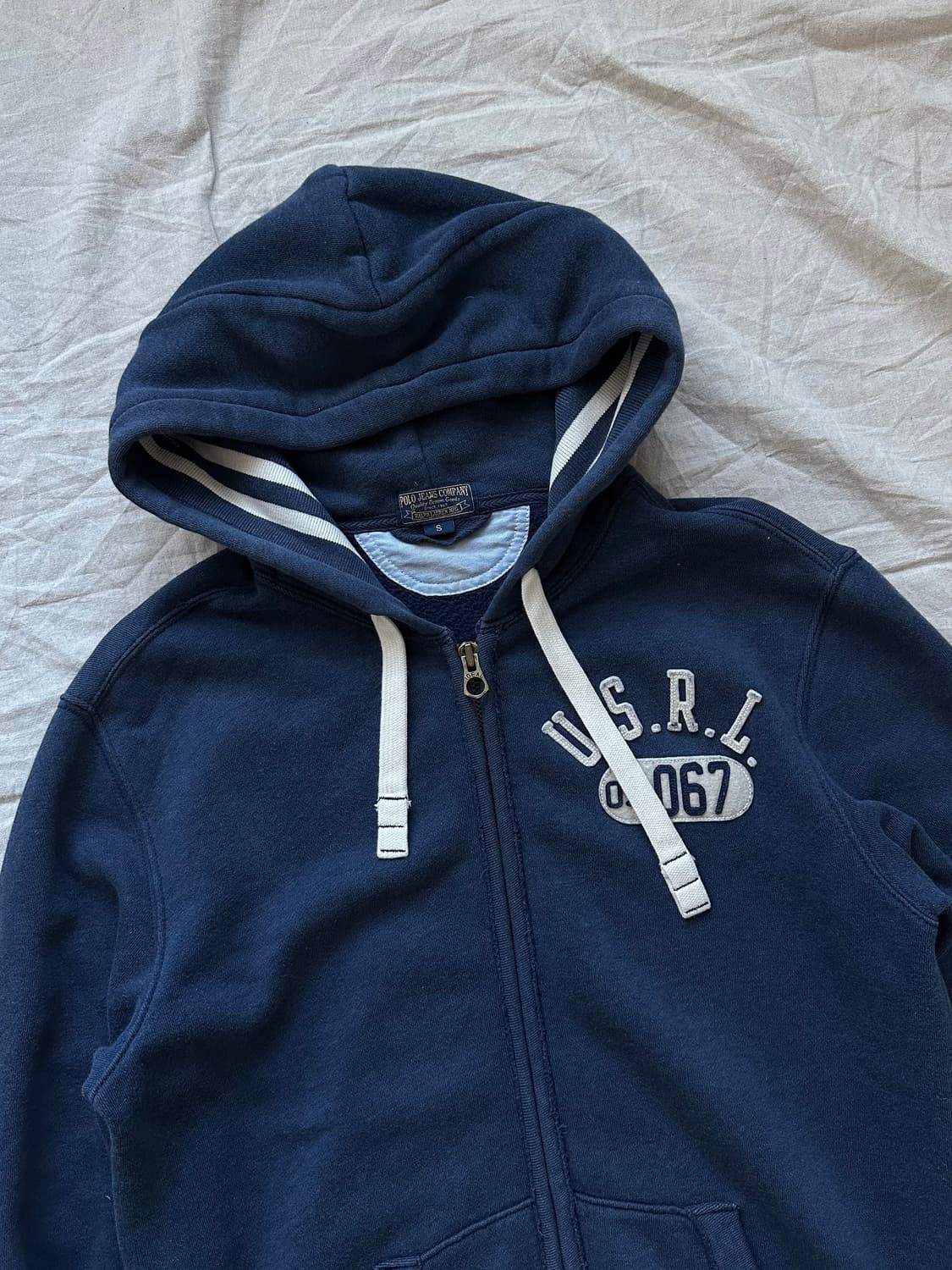 폴로 진스 컴퍼니 자수 로고 블루 후드집업 상품이미지6
