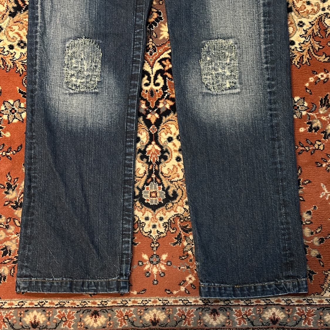 BUFFIT 패치워크 디스트레스드 데님팬츠 (33) 진청 상품이미지3