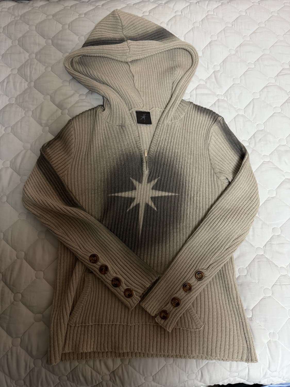 스모크어 스타 SPRAYED STAR KNIT HOODIE (BEIGE) 상품이미지3