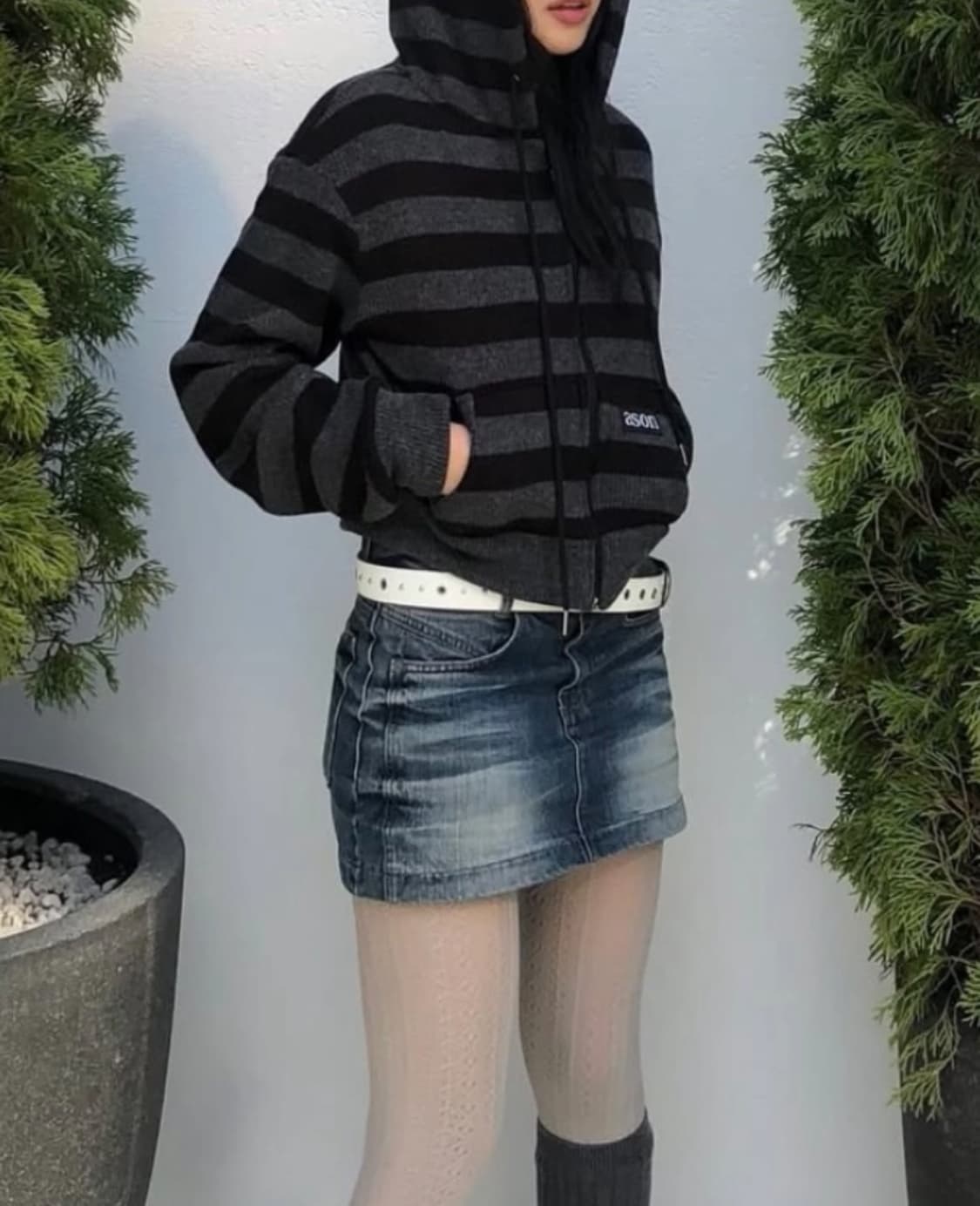 애즈온 COSY STRIPE 후드집업 원가 6만9천 상품이미지4