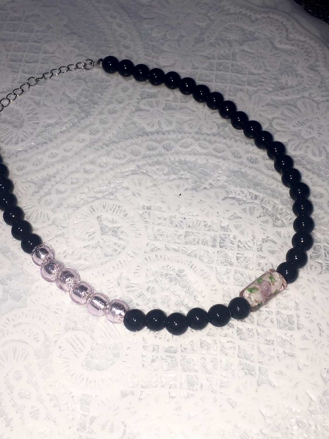 viburnum shop 오리엔탈 장미 초커 목걸이(블랙/핑크) 상품이미지5