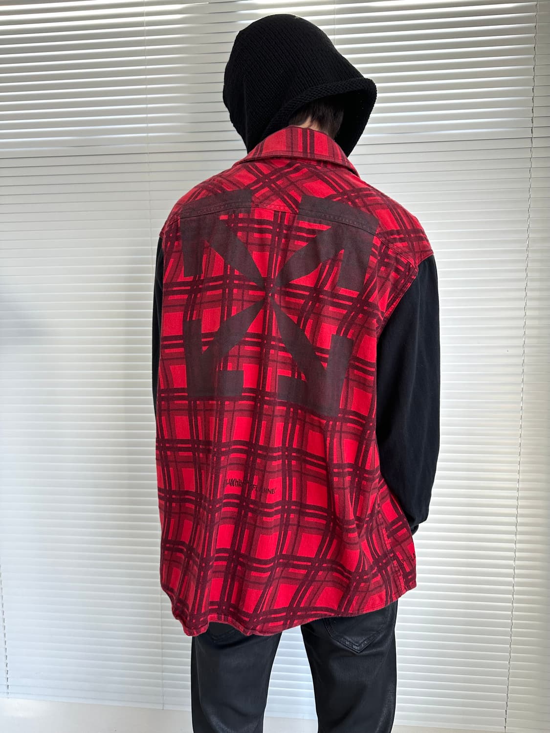 오프화이트 콘트라스트 체크 레이어드 셔츠 상품이미지1