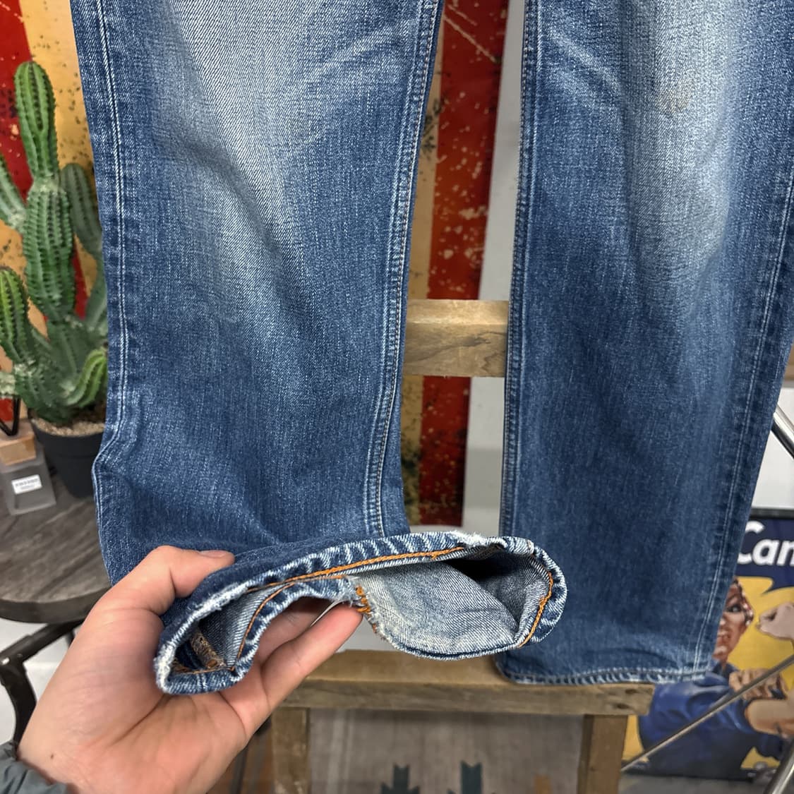 00s 리바이스 클래식 503 오렌지스티치 워싱 데님팬츠 N1193   상품이미지4