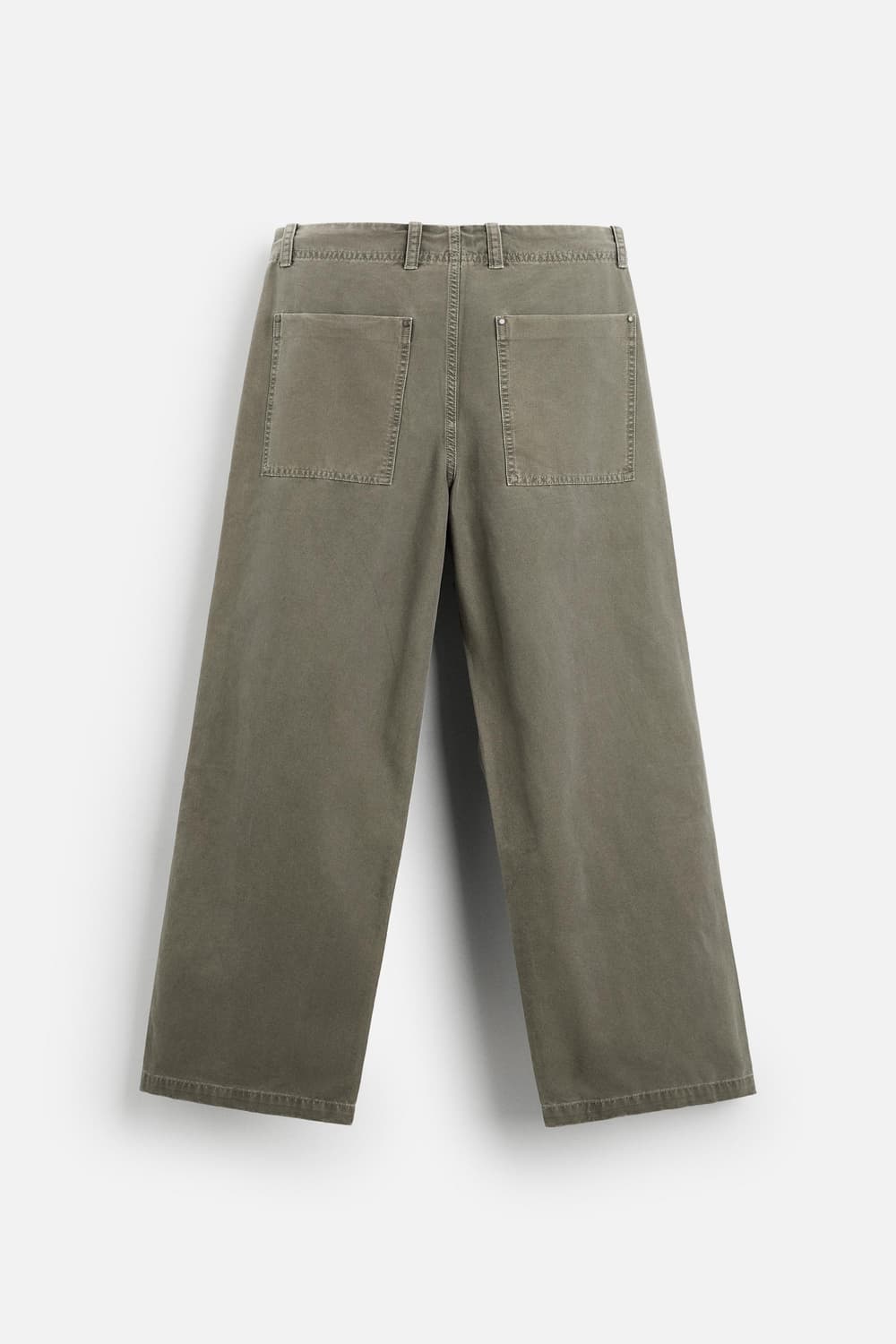 자라 워시드 이팩트 릴렉스드핏 카키 팬츠  상품이미지2