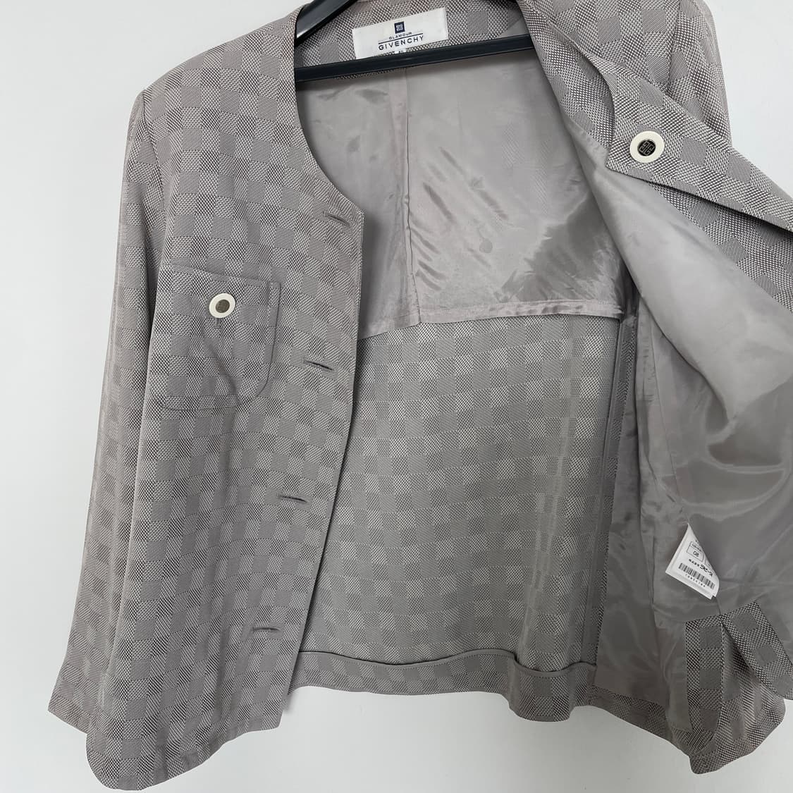 올드 지방시 체크 뉴울 4계절 논카라 자켓 상품이미지6