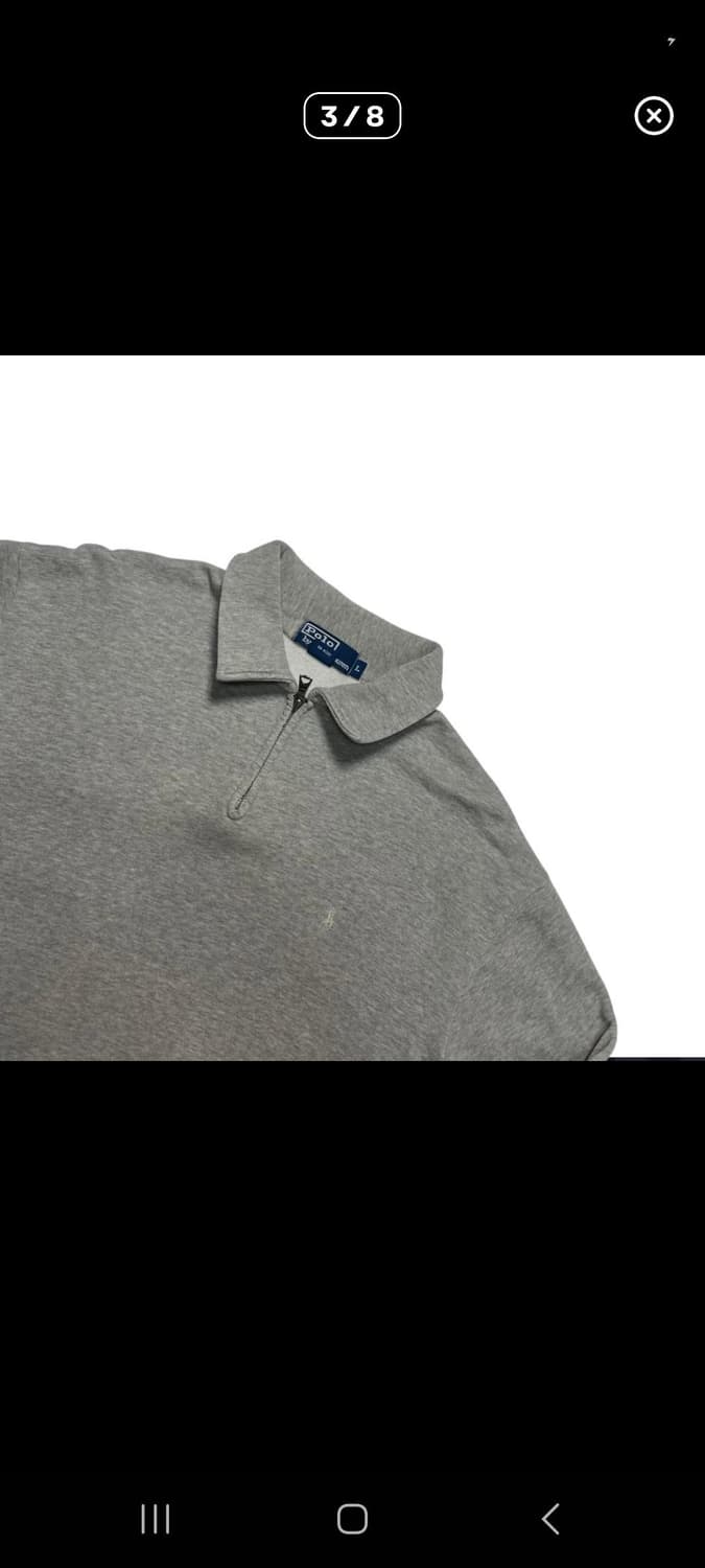 급처) 폴로 랄프로렌 그레이 기모 반집업 니트 L 상품이미지4