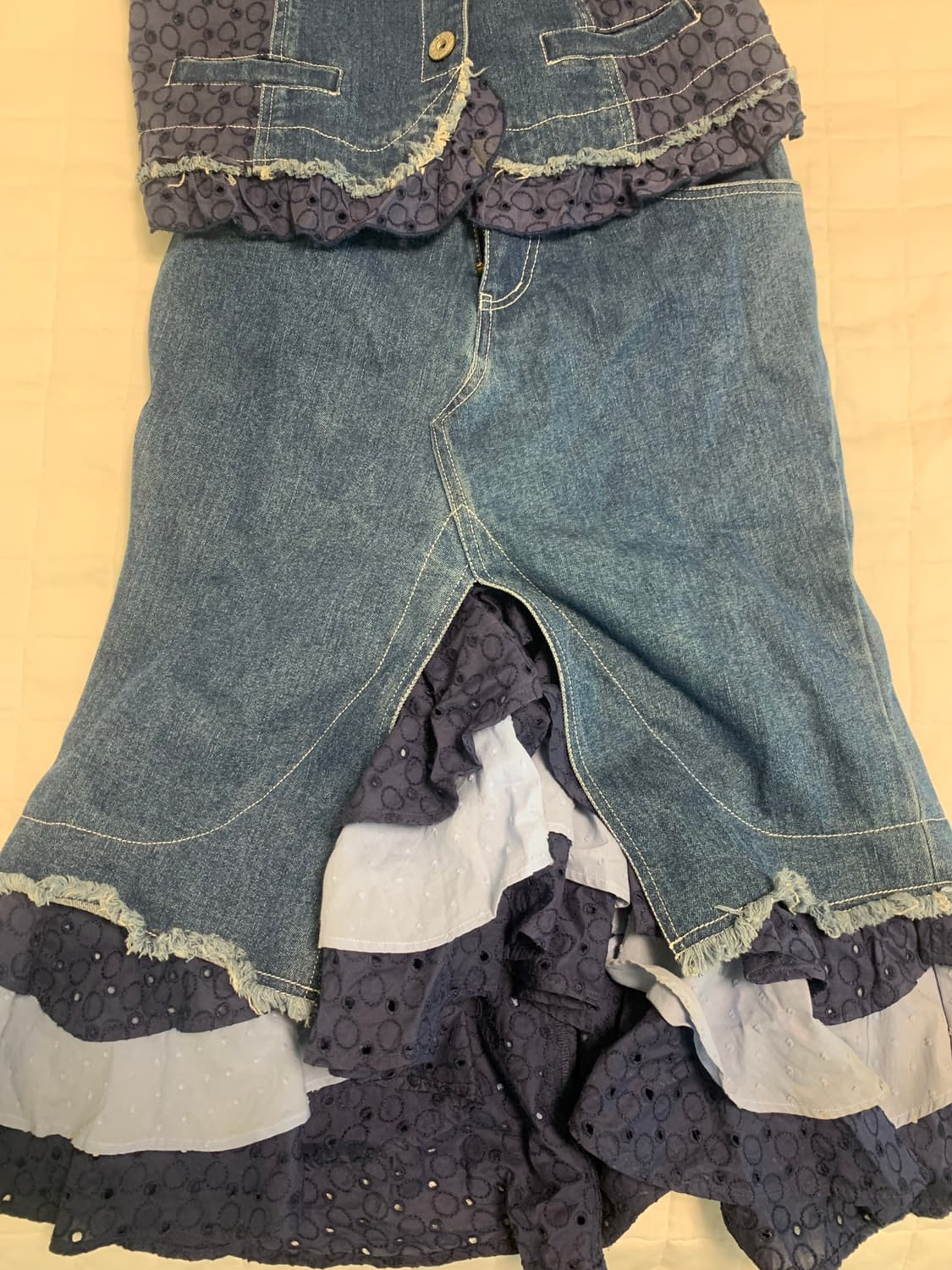 빈티지 펀칭 프릴 셋업 (베스트+ 스커트) 상품이미지3