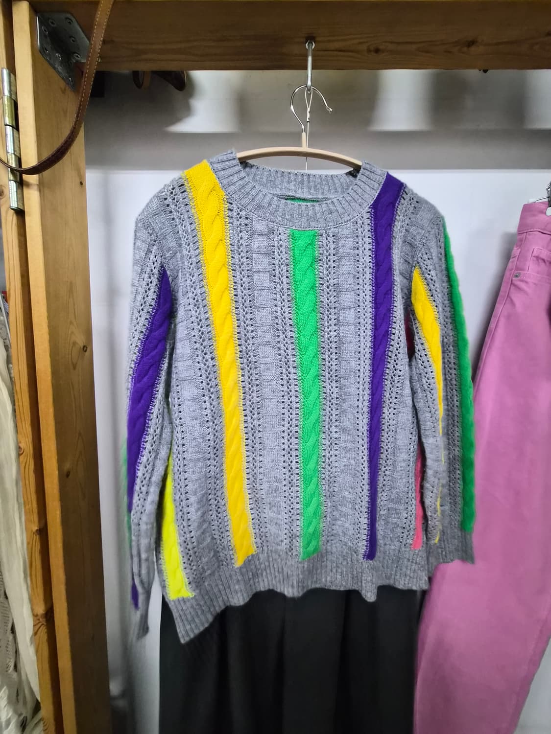 베네통 멀티컬러  케이블 봄니트. 상품이미지3