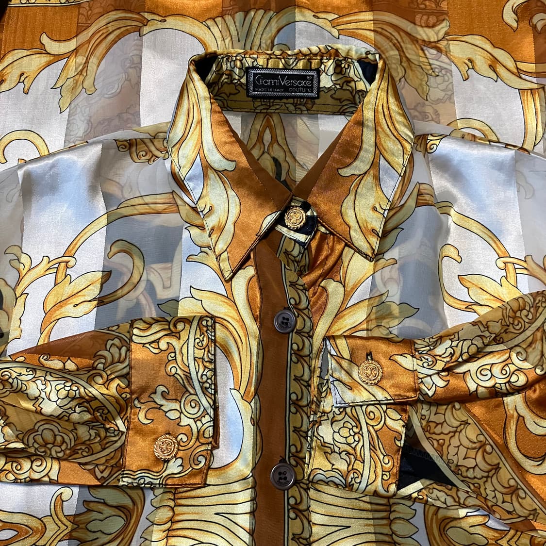 Gianni Versace 베르사체 시스루 골드 바로크 패턴 셔츠 105 상품이미지4