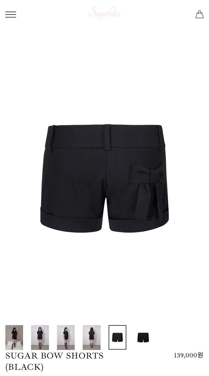 슈가블리스 슈가 보우 쇼츠 리본 반바지 블랙 2 상품이미지1