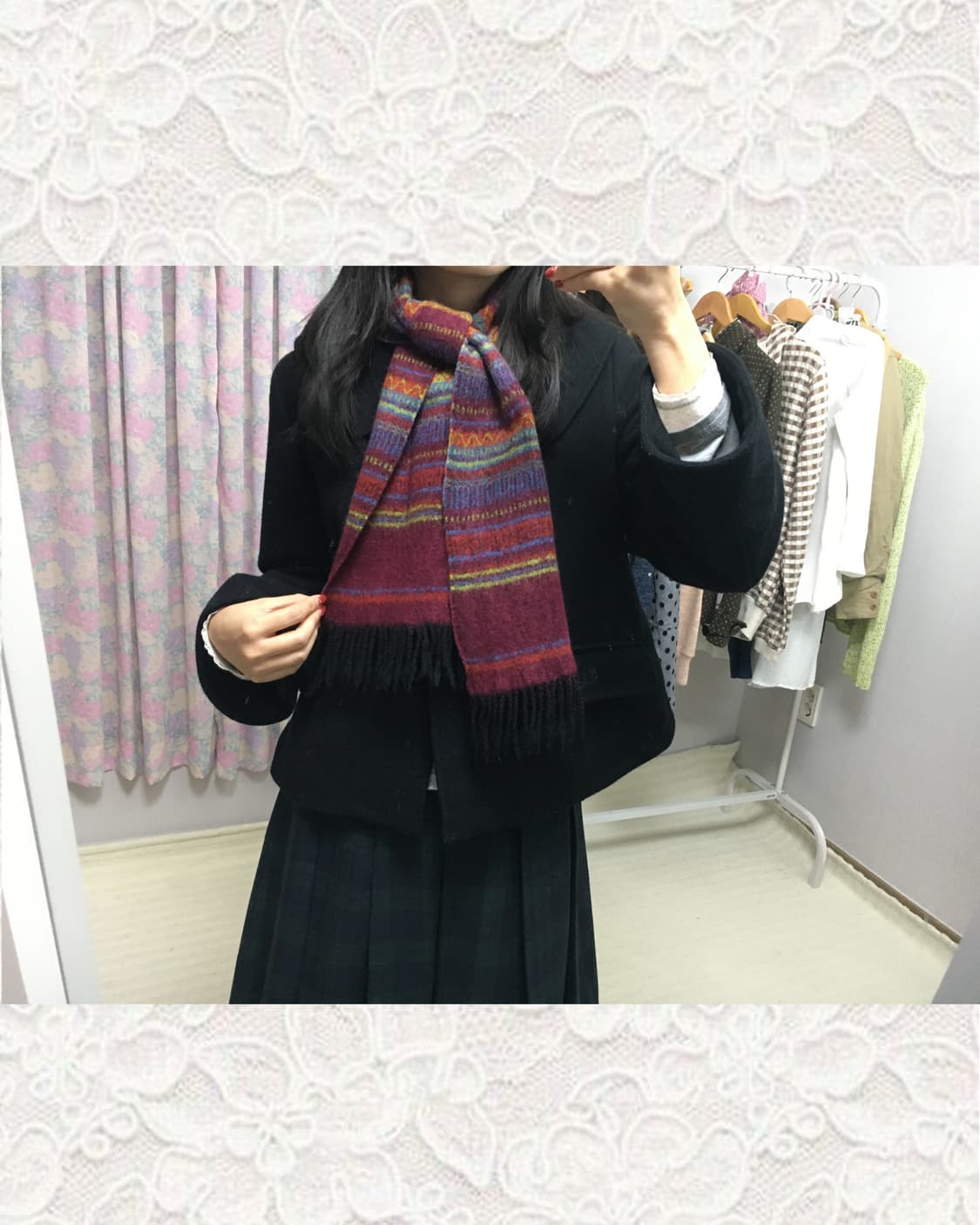 다채색 스트라이프 울 머플러 상품이미지2