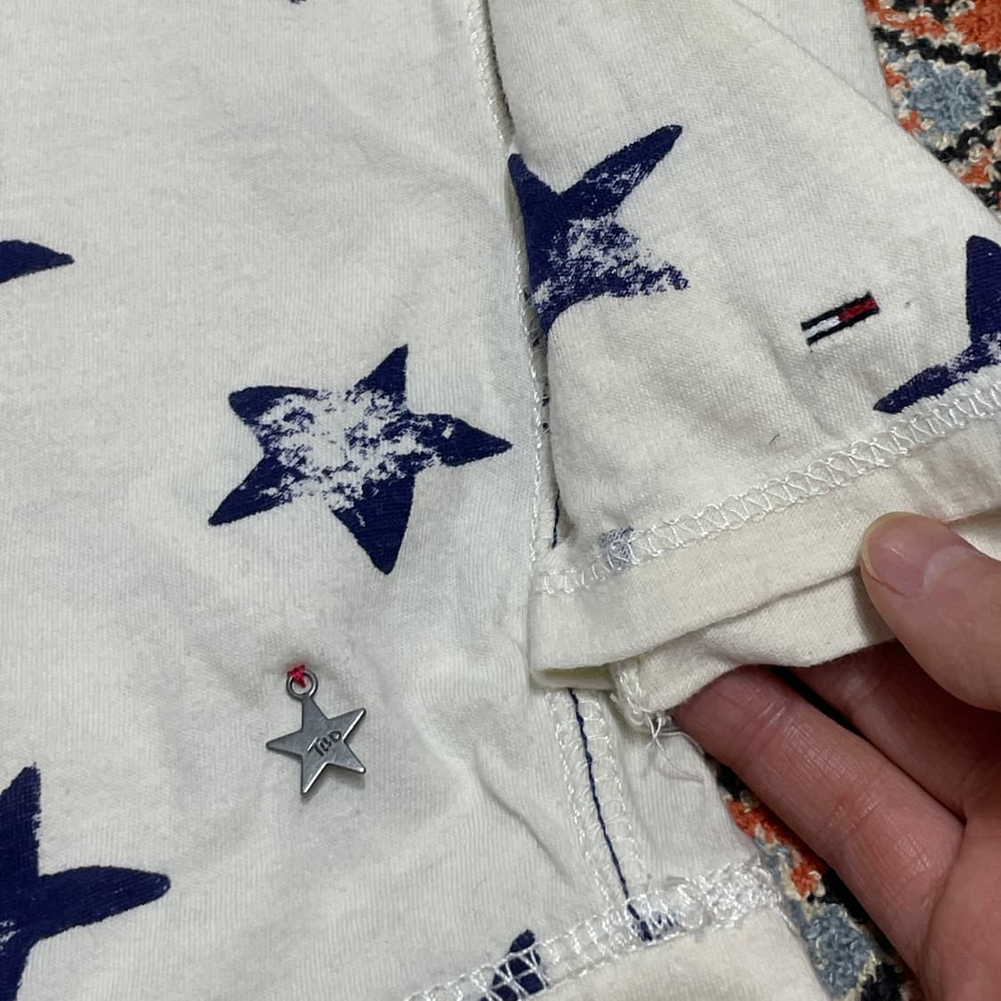 타미힐피거 별 프린팅 보트넥 7부티셔츠 여성XS 상품이미지3