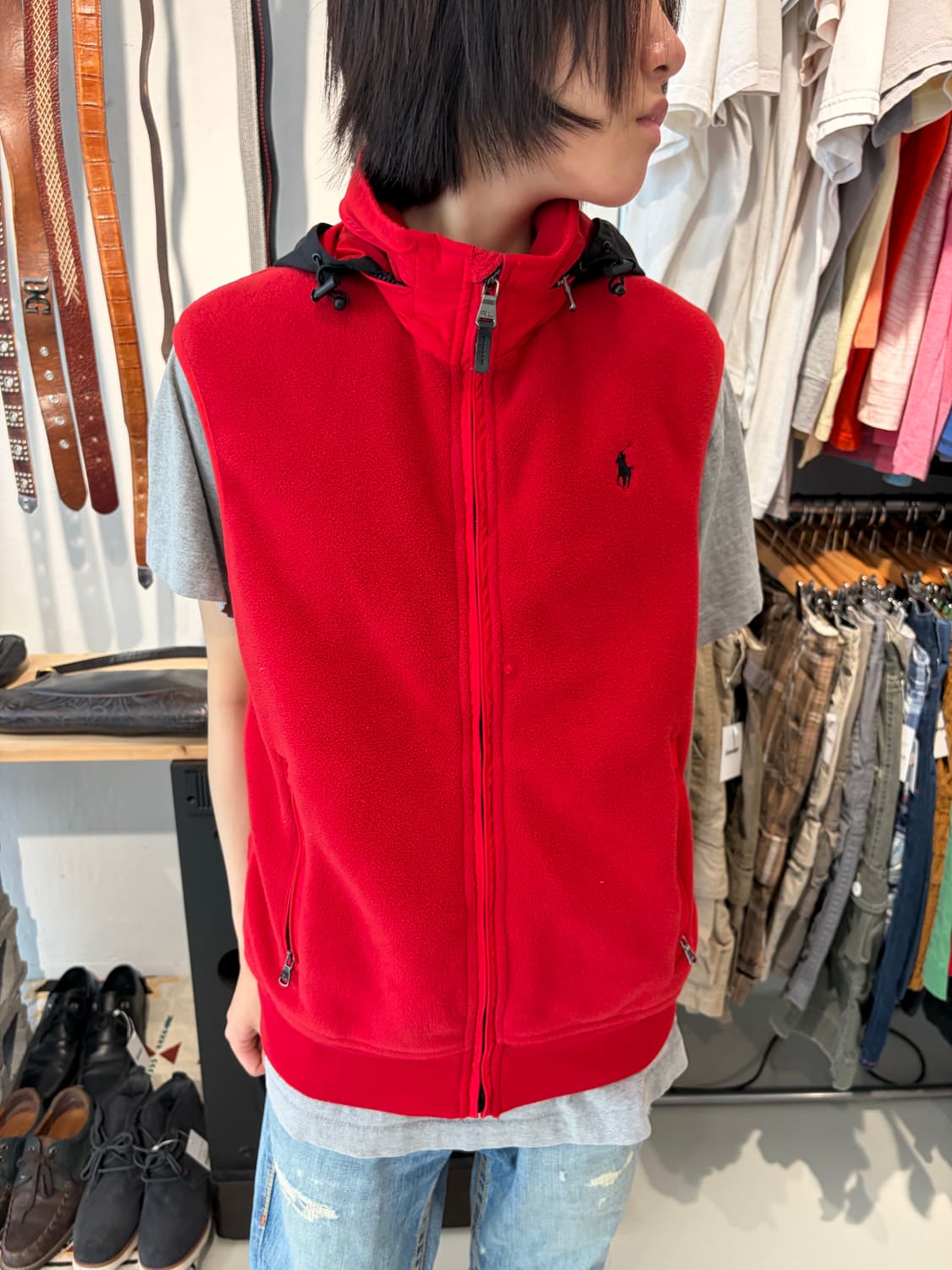 Polo Ralph Lauren 레드 폴라텍 플리스 베스트 M 상품이미지1