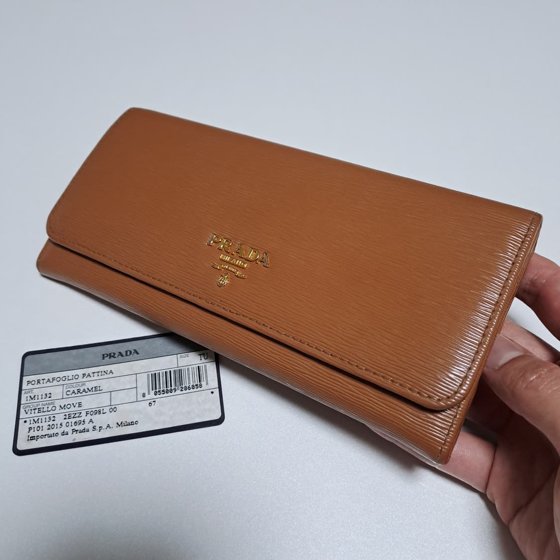 [100%/정품] 프라다 비텔로 무브 플랩 장지갑 카라멜, 프라다지갑 상품이미지2