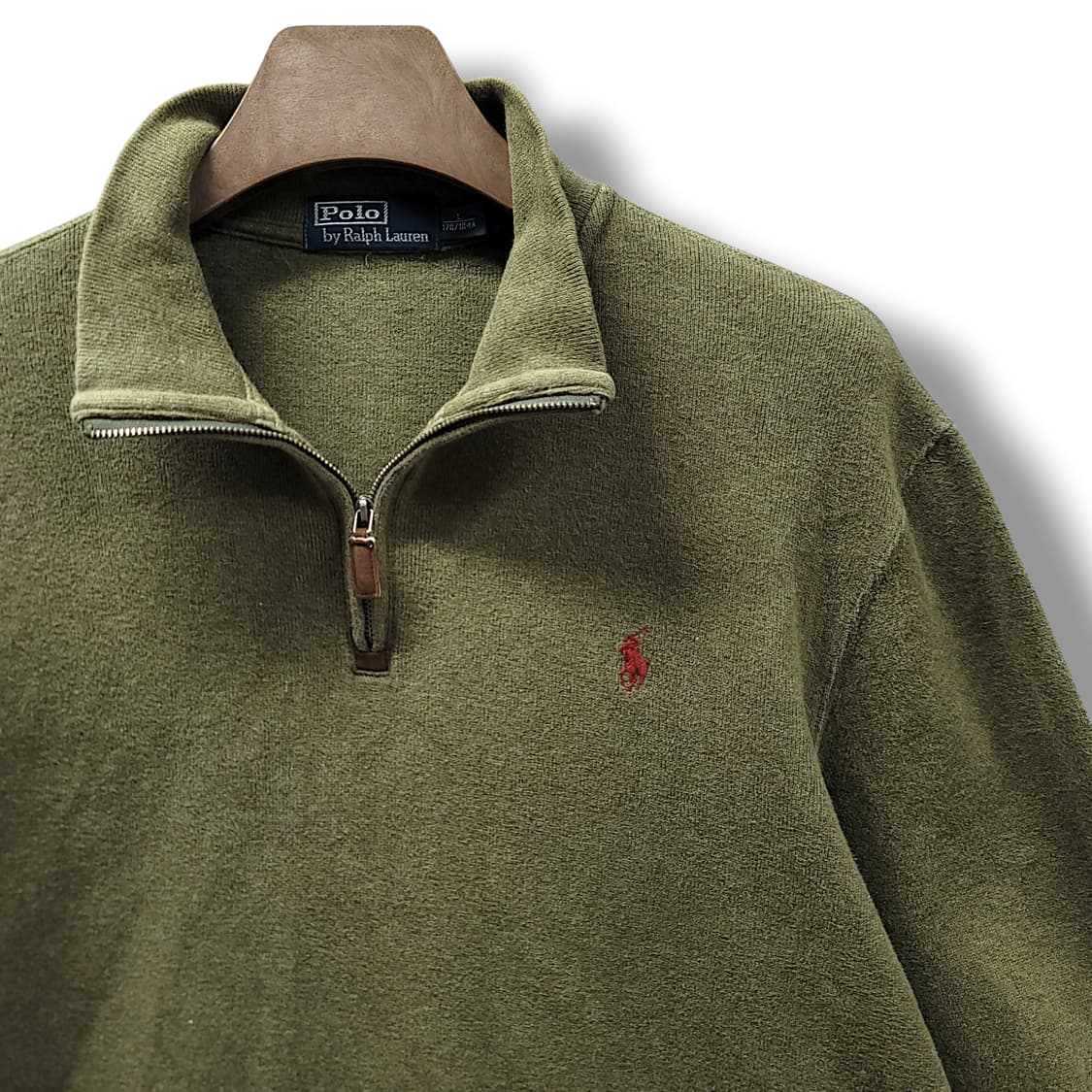 [L] 폴로 카키 코튼 하프 집업 스웨터 니트 상품이미지4