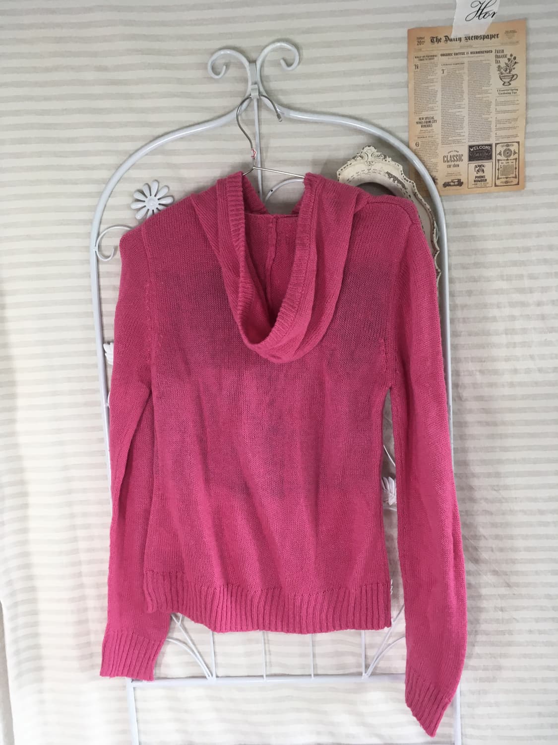 일본빈티지 윌슨 마젠타 핑크 후드 니트 상품이미지5