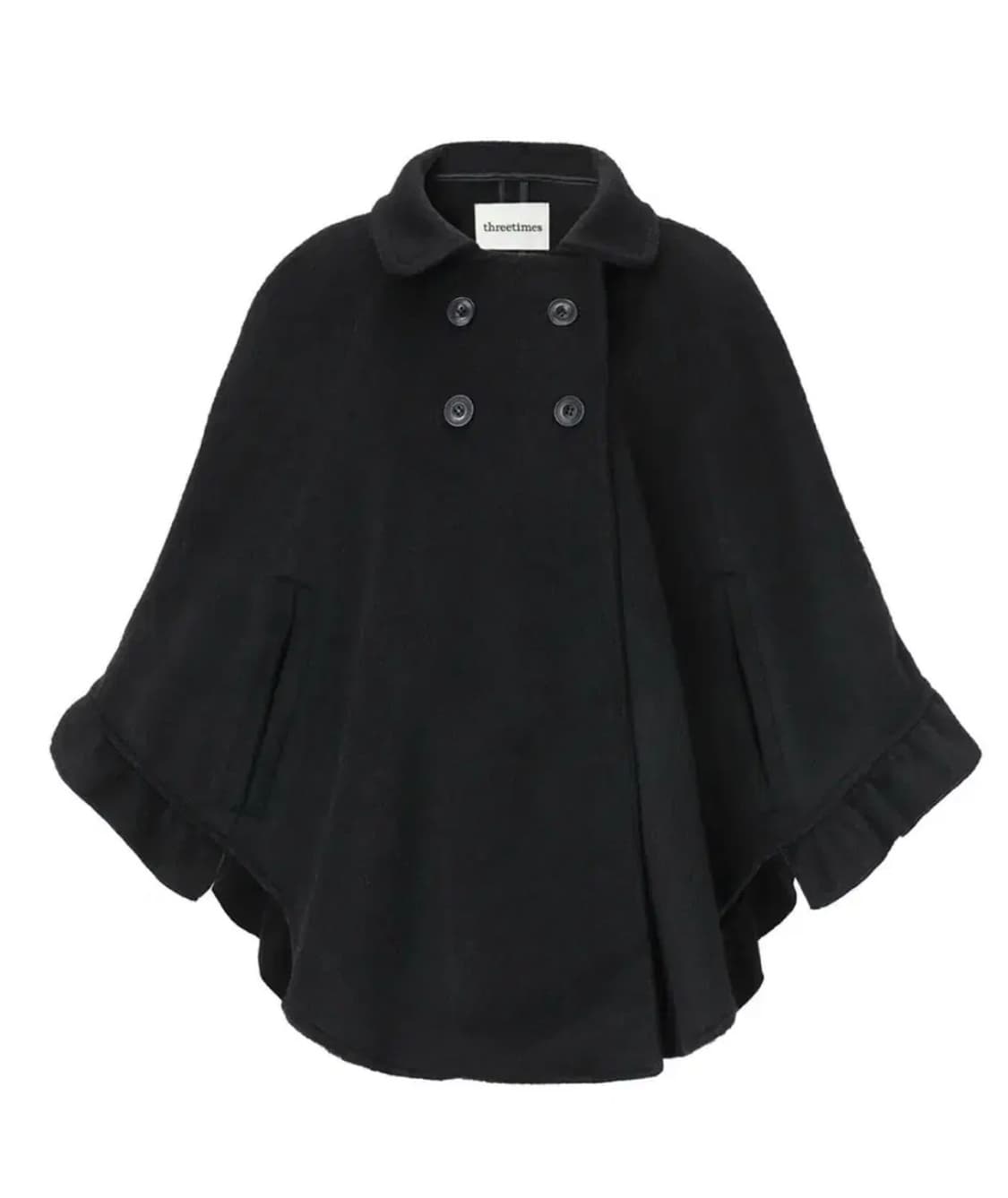 쓰리타임즈 문 케이프 자켓 블랙 상품이미지1
