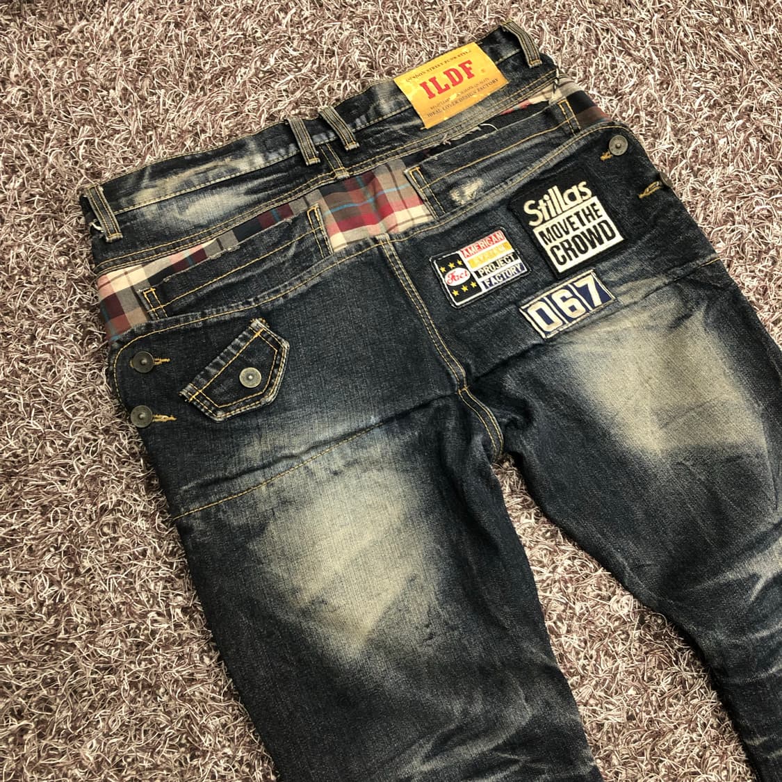 ILDF 펑크 패치 데미지 디스 워싱 데님 팬츠 상품이미지5