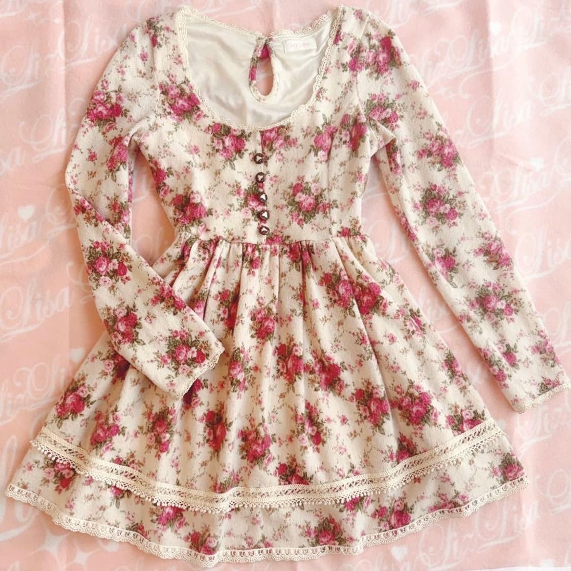 택포•빈티지 lizlisa 리즈리사 핀터깔 히메카지 플로럴 원피스 상품이미지1