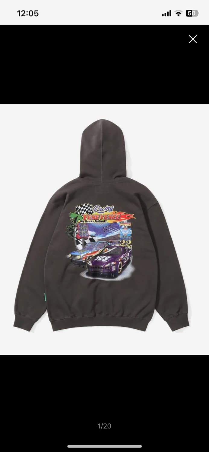 예스아이씨 Racing 22 hoodie Gun Metal  상품이미지4