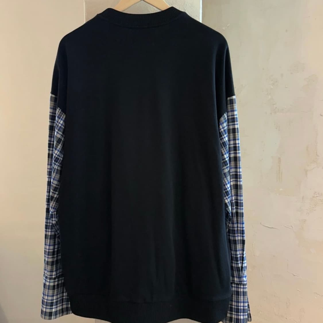 솔리드 옴므 체크 슬리브 레이어드 상품이미지3