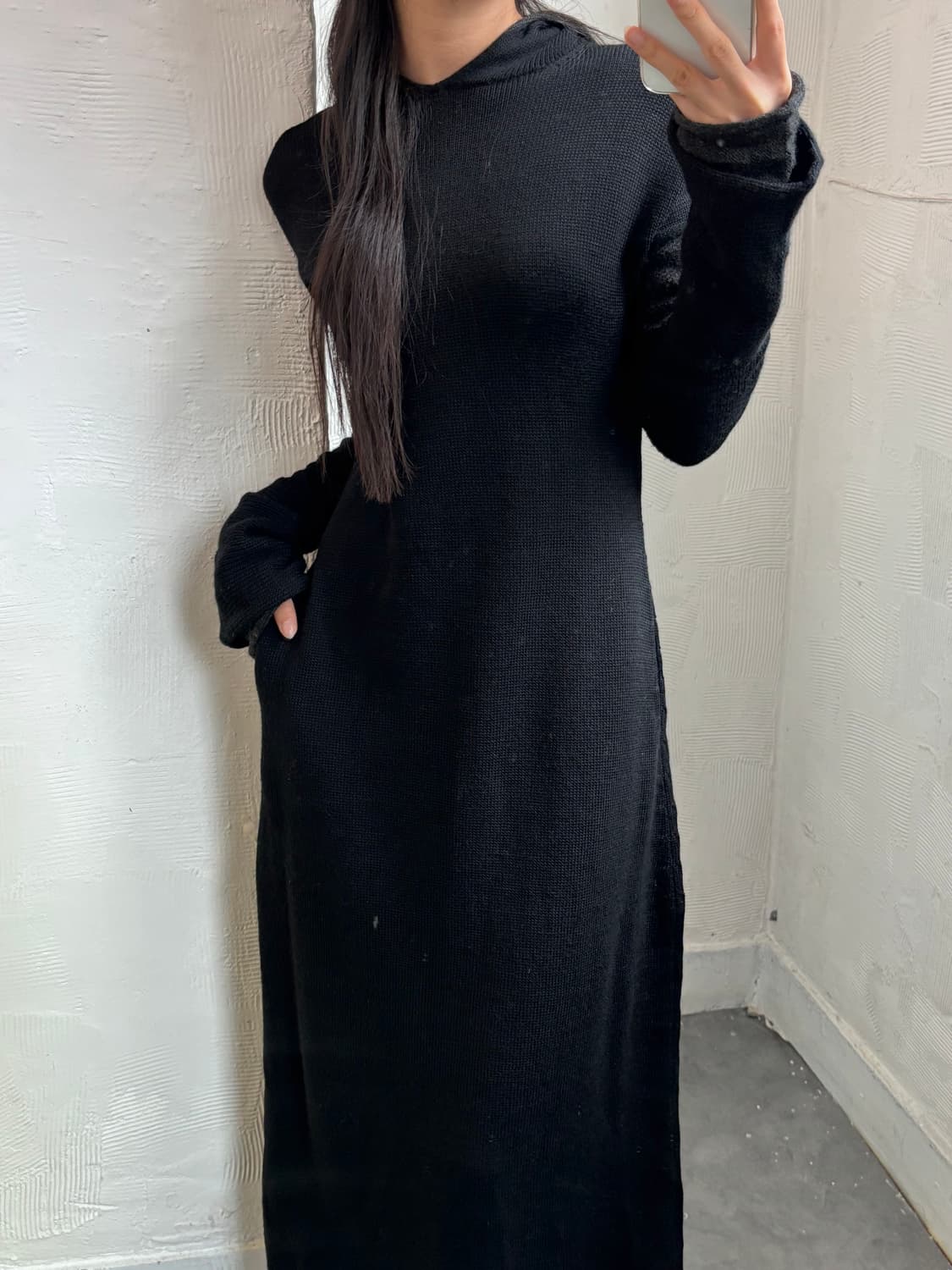 Yohji Yamamoto 요지야마모토 블랙 후드 롱 원피스 상품이미지3