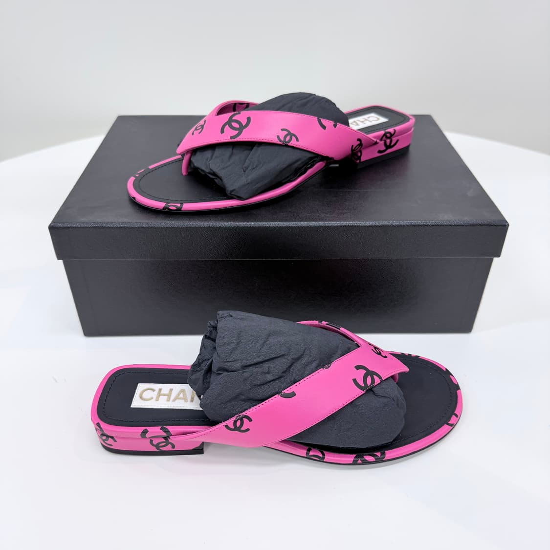 [미사용/풀구성] 샤넬 CC 로고 플리플랍 샌들 슬리퍼 쪼리 핑크 상품이미지3