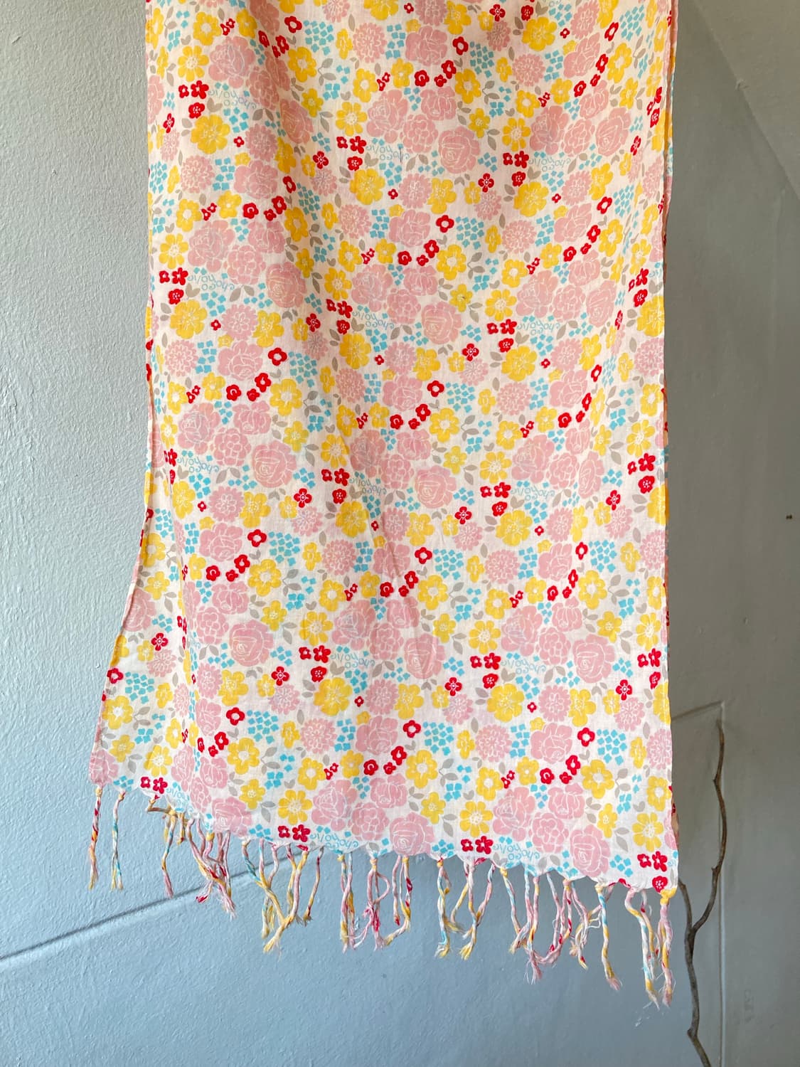 빈티지 핑크 플라워 패턴 머플러 상품이미지3