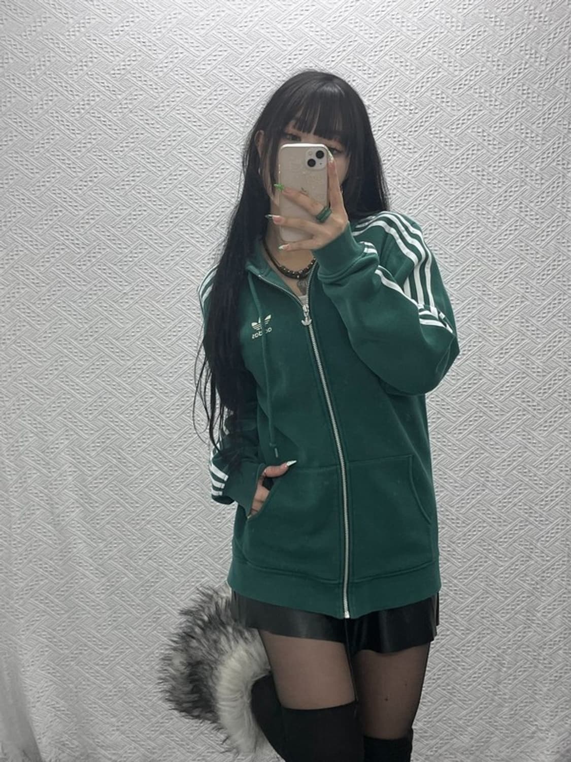 아디다스 올드스쿨 레트로 딥그린 기모 후드집업 95 C09147 상품이미지2