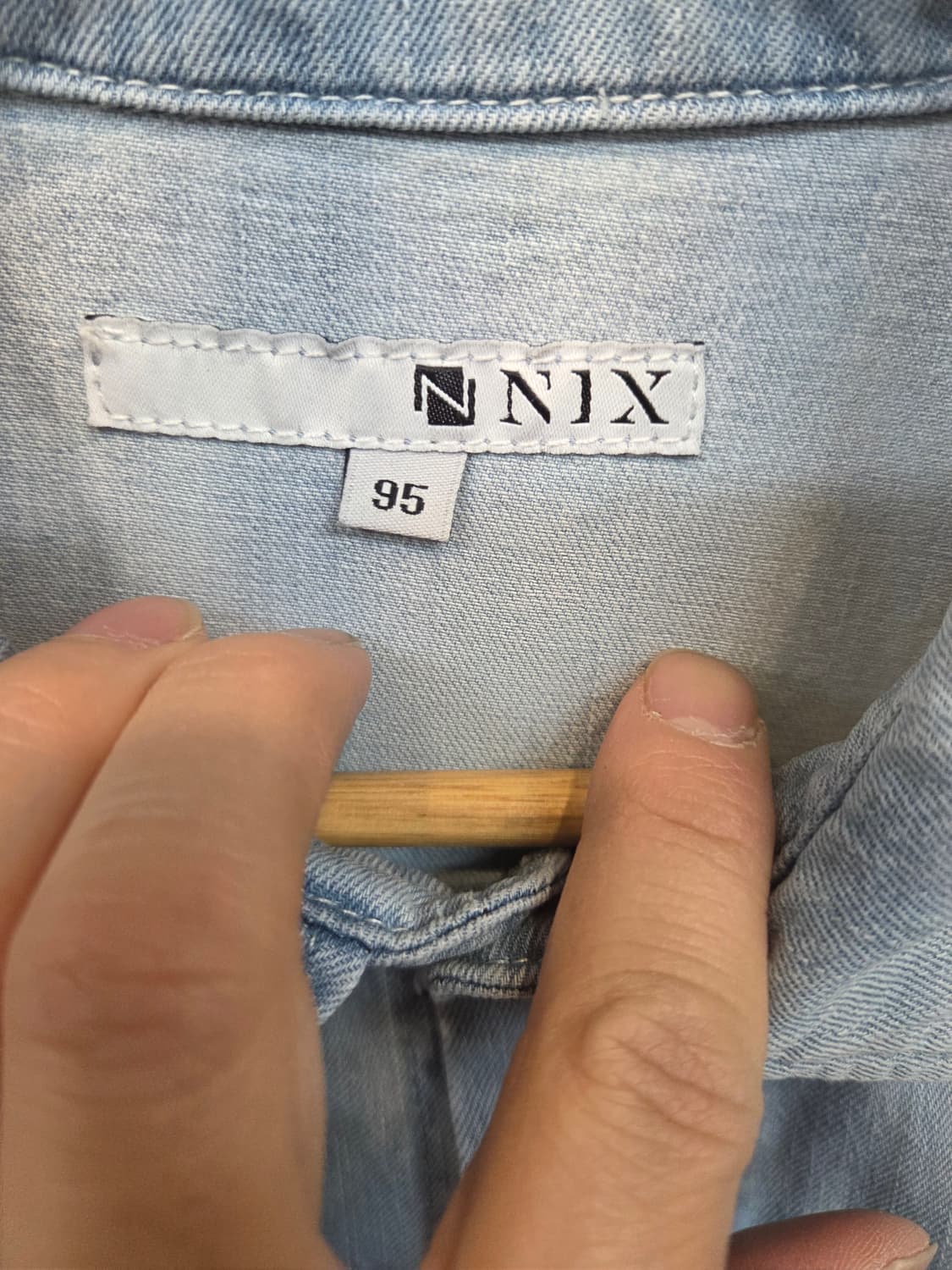 닉스 옆트임 데님셔츠 반팔 m 상품이미지3