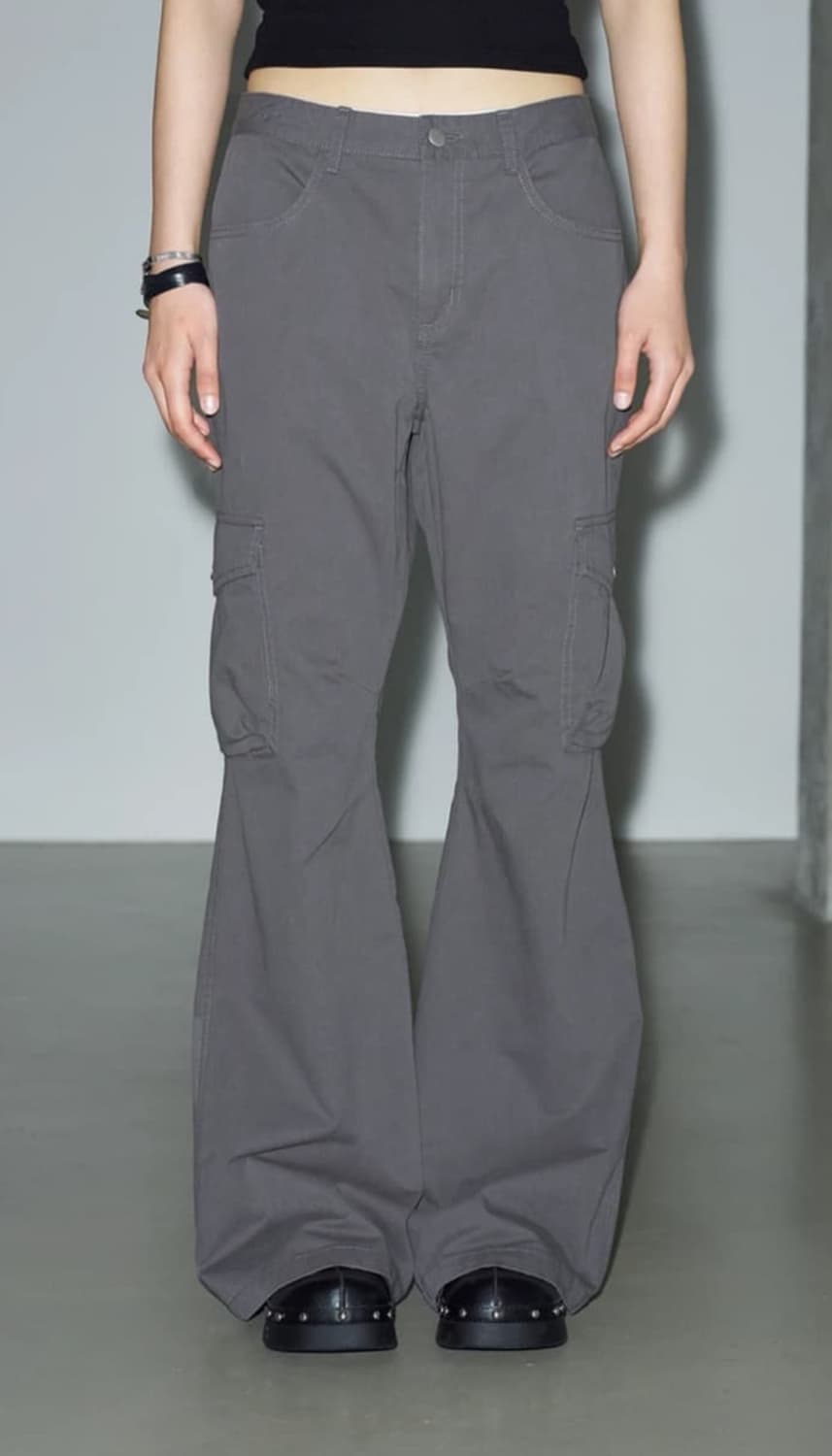 헬레네파리스 피그먼트 부츠컷 카고 팬츠 스모 크그레이 상품이미지2