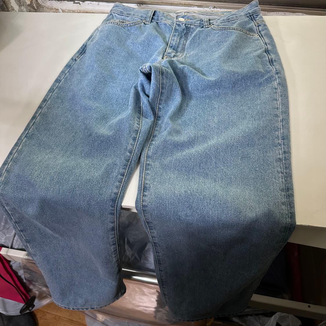 32 M-L 브랜디드 인스턴트데님 레귤러핏 연청워시드 데님팬츠 상품이미지3