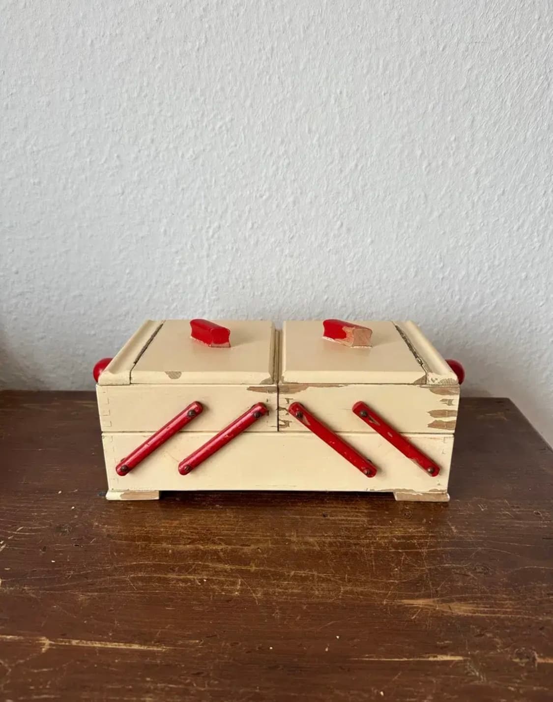 독일)빈티지 아이보리 우드 소잉박스 상품이미지7