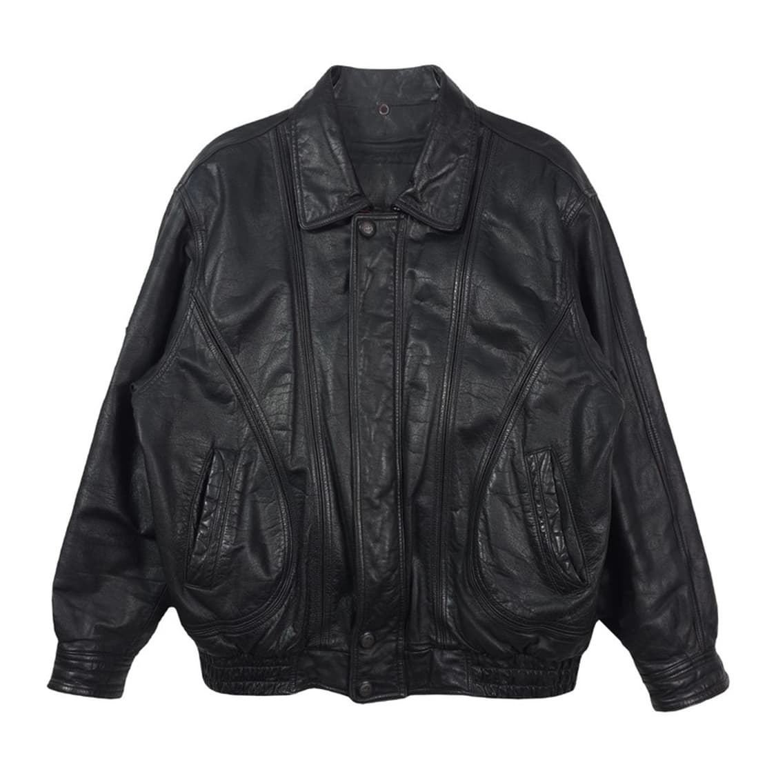 GRAND 빈티지 리얼 소가죽 미니멀 블루종 자켓 L 상품이미지1