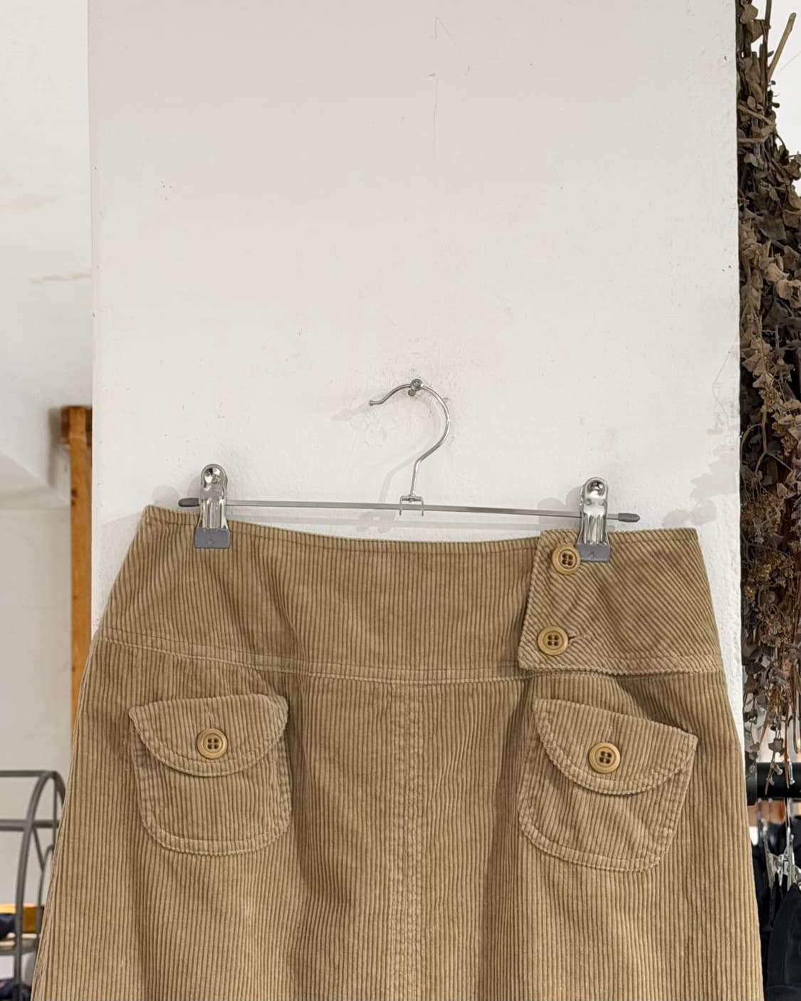 막스 마라 위캔드 베이지 코듀로이 버튼 포켓 스커트 상품이미지2