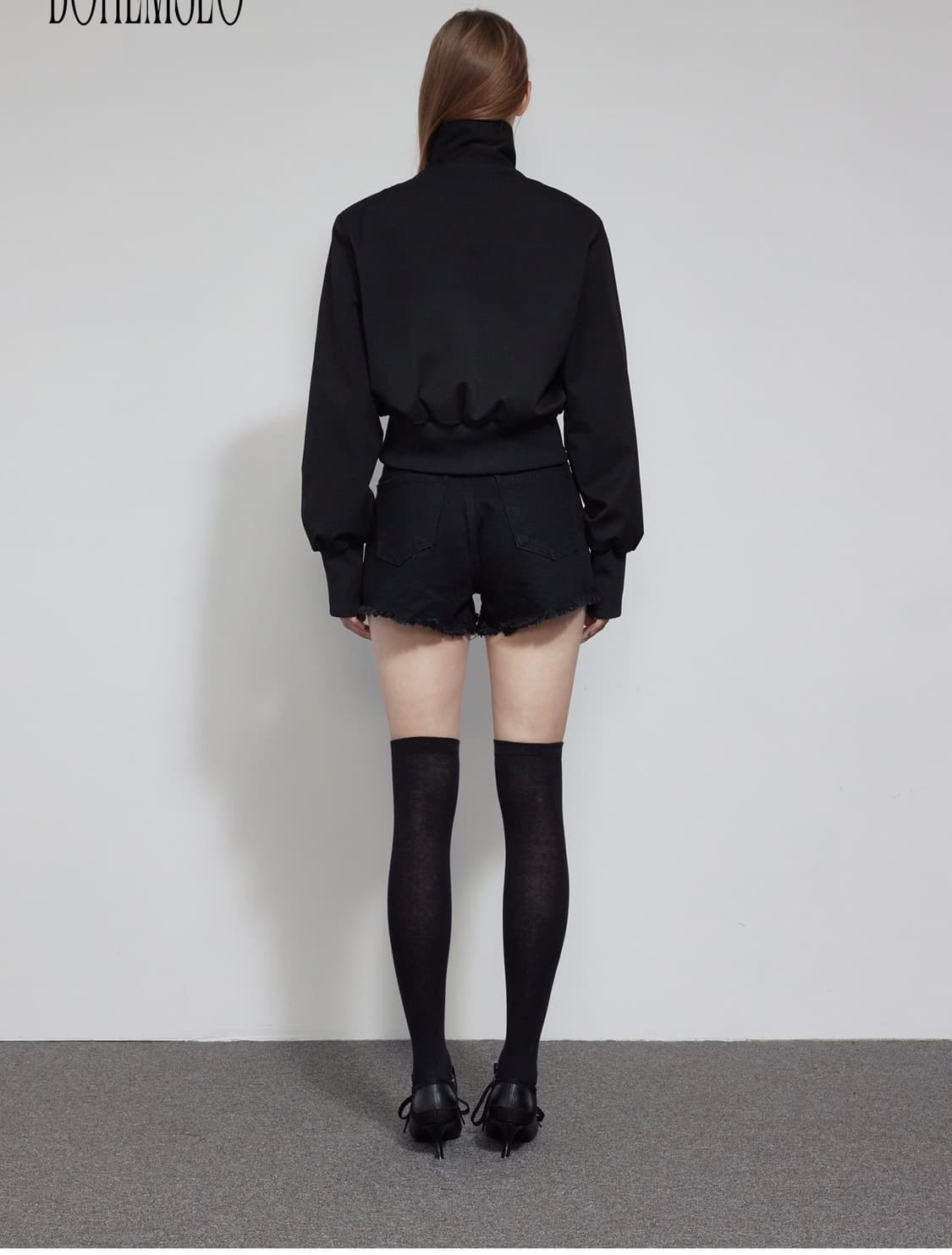 보헤미안서울 DAMAGE BLACK SHORTS, BLACK 상품이미지2