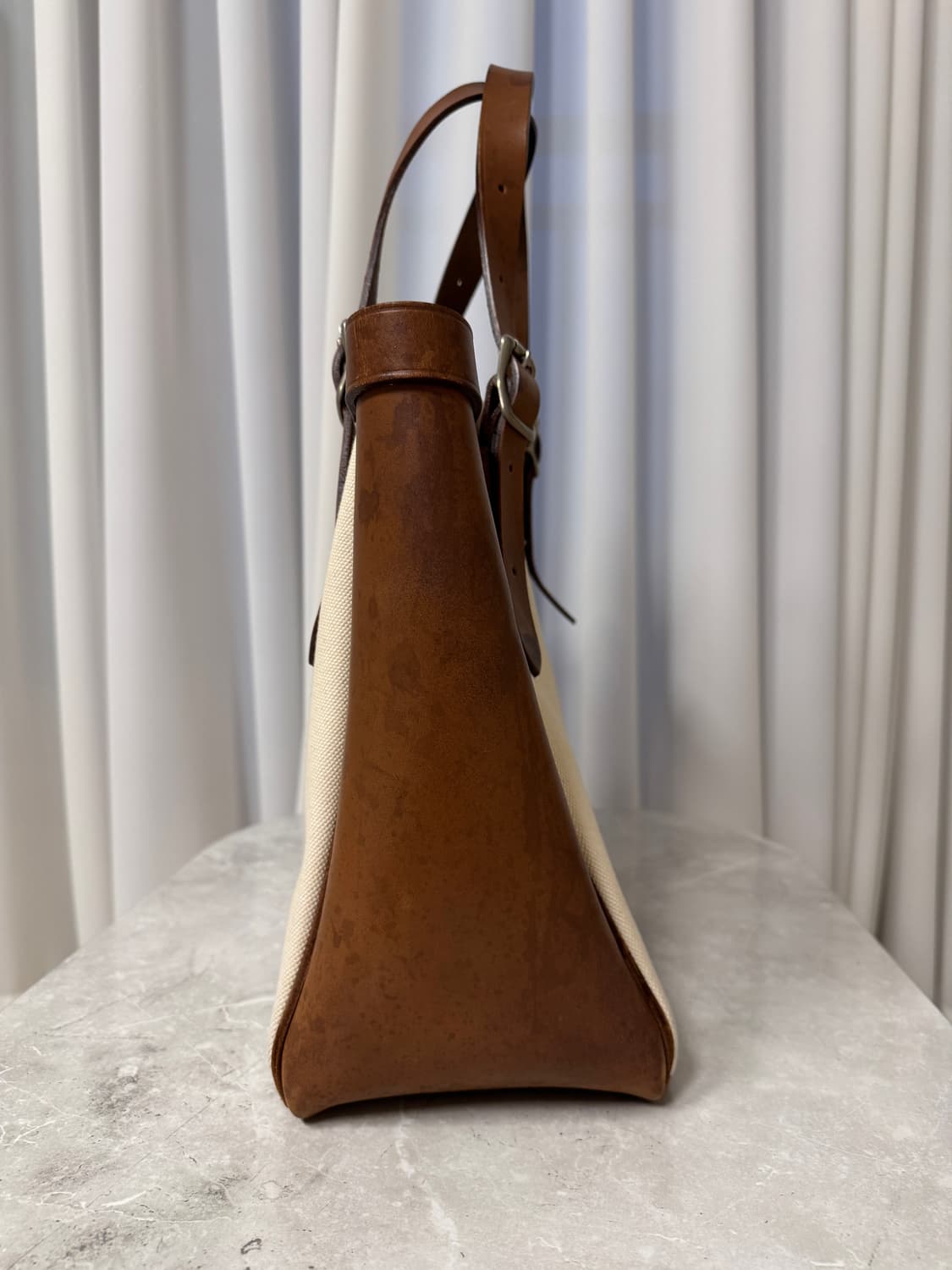 요시다 포터 아이보리 캔버스 가죽 토트백 상품이미지4