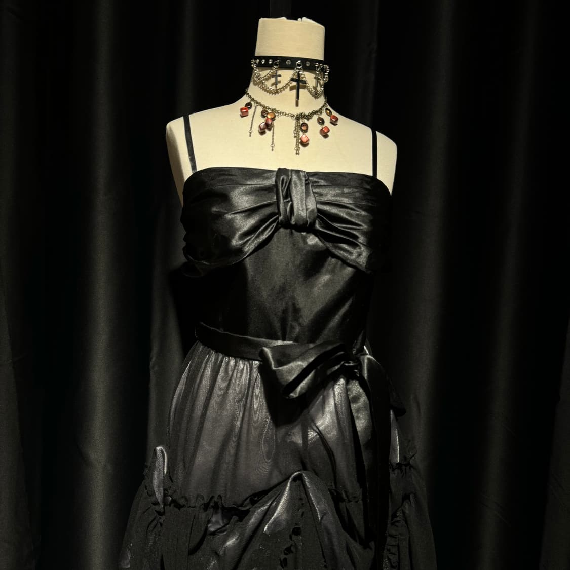 빅 리본 포인트 퍼프 원피스 상품이미지5