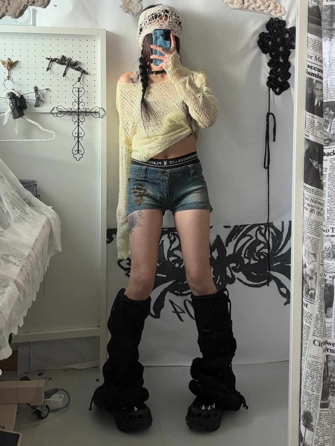 • hurtremake denim cross patch short  상품이미지5