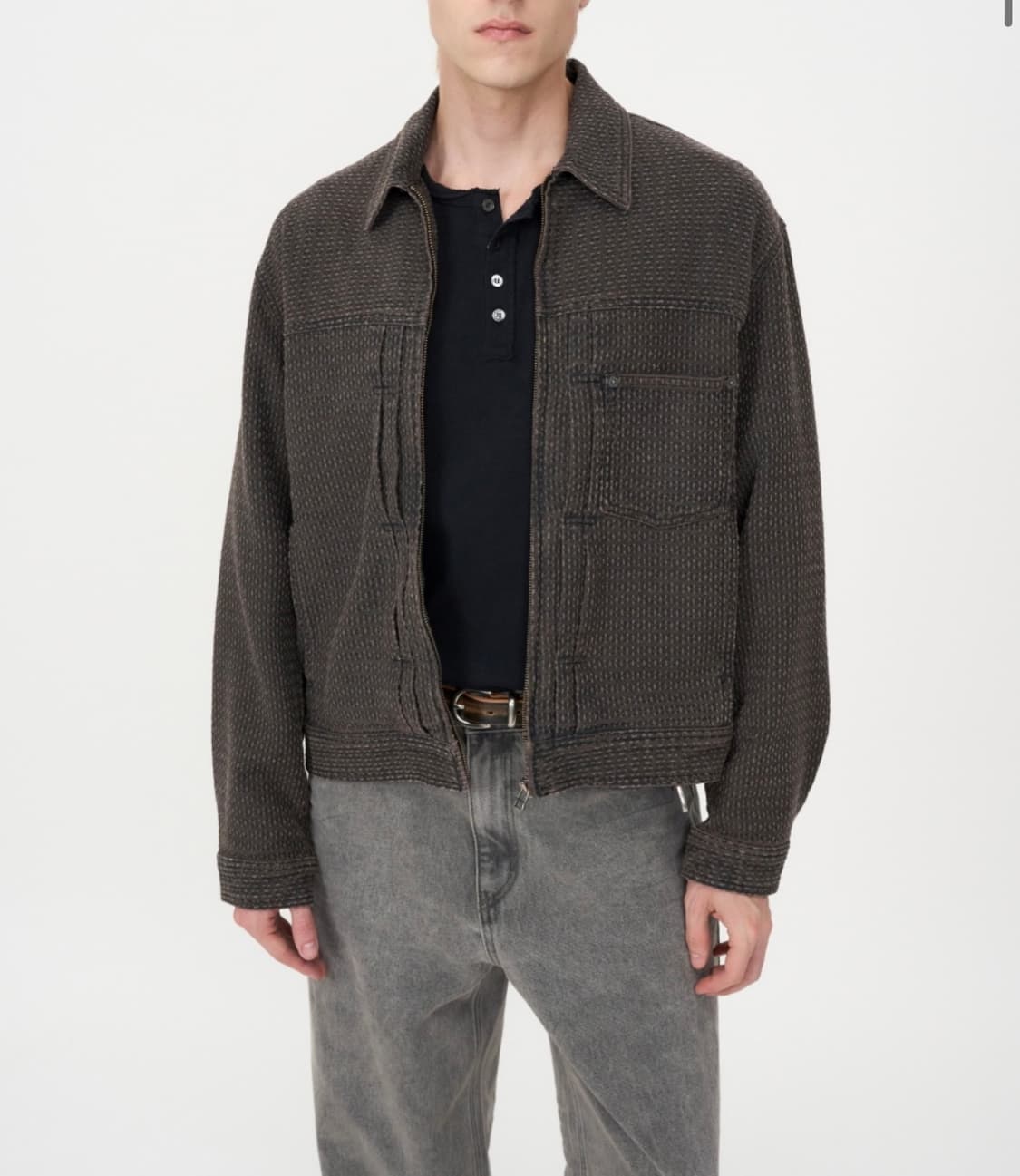 인사일런스 스티치드 서페이스 자켓 DARK BROWN L사이즈 상품이미지3