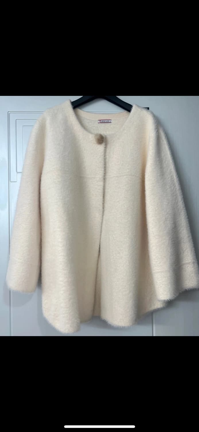 히메 갸루 모리걸 화이트 퍼 케이프 코트 상품이미지1