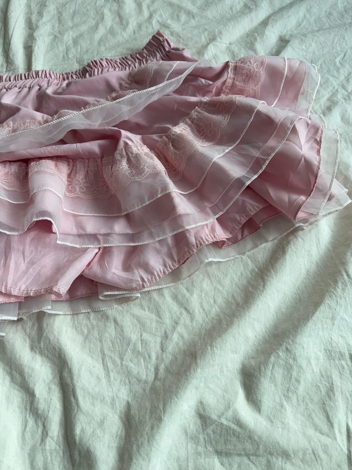 러블리 라벤더핑크 미니 레이스 캉캉 스커트 상품이미지4